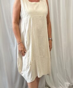 Linen Mix Dress With A Square Neckline