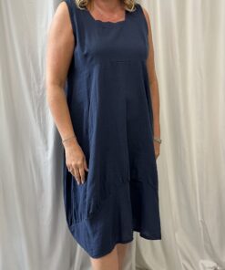 Linen Mix Dress With A Square Neckline