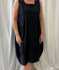 Linen Mix Dress With A Square Neckline