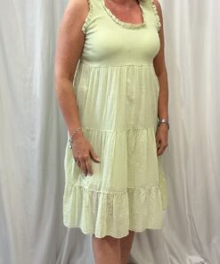 Frill Detail Ribbed Cotton Dress