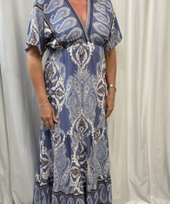 Paisley Print V Neck Maxi Dress
