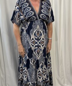 Paisley Print V Neck Maxi Dress