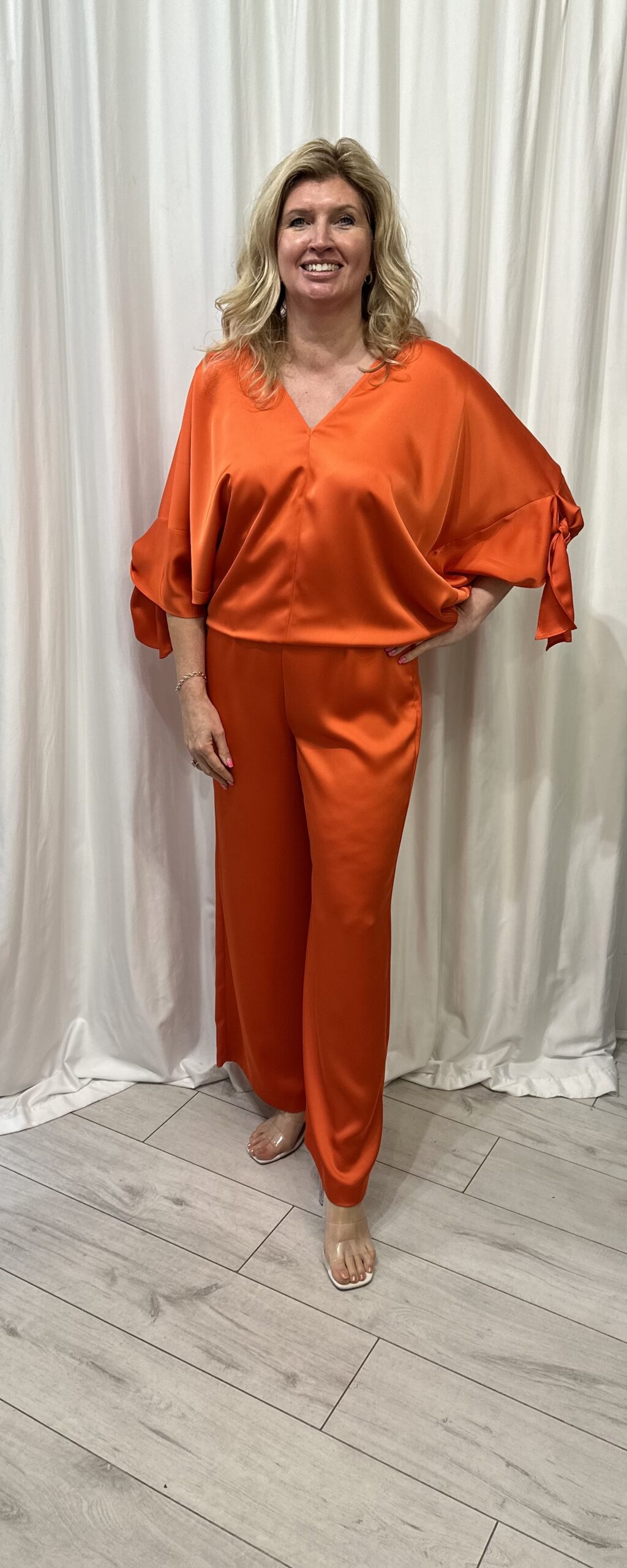 Orange Satin Trouser Suit