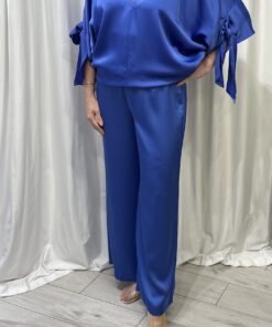 Royal Blue Satin Trouser Suit