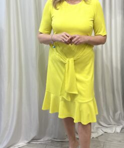 Round Neck Tie Front Dress by Tia