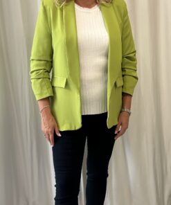 Open Front Blazer with Three Quarter Ruched Sleeves
