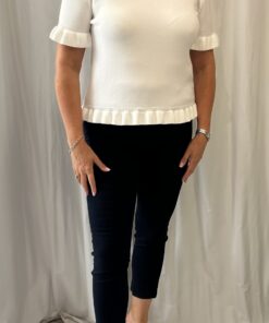 Ruffle Hem Short Sleeve Knitted Top