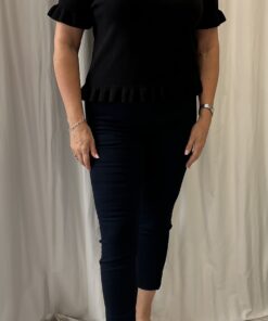 Ruffle Hem Short Sleeve Knitted Top
