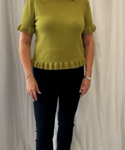 Ruffle Hem Short Sleeve Knitted Top