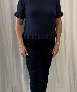 Ruffle Hem Short Sleeve Knitted Top