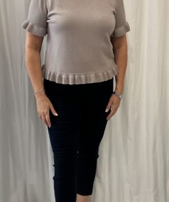 Ruffle Hem Short Sleeve Knitted Top