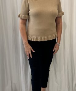 Ruffle Hem Short Sleeve Knitted Top