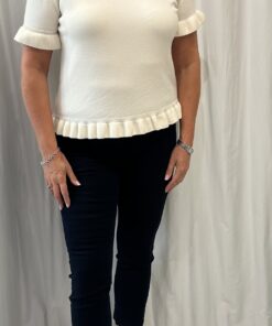 Ruffle Hem Short Sleeve Knitted Top