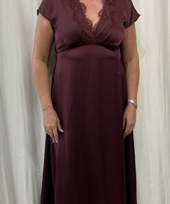 Satin V Neck Midi Dress